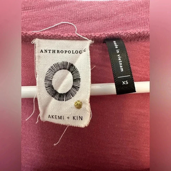 Akemi + Kin Anthropologie Berry Pink Square Neck T-shirt Blouse Top - Picture 5 of 7